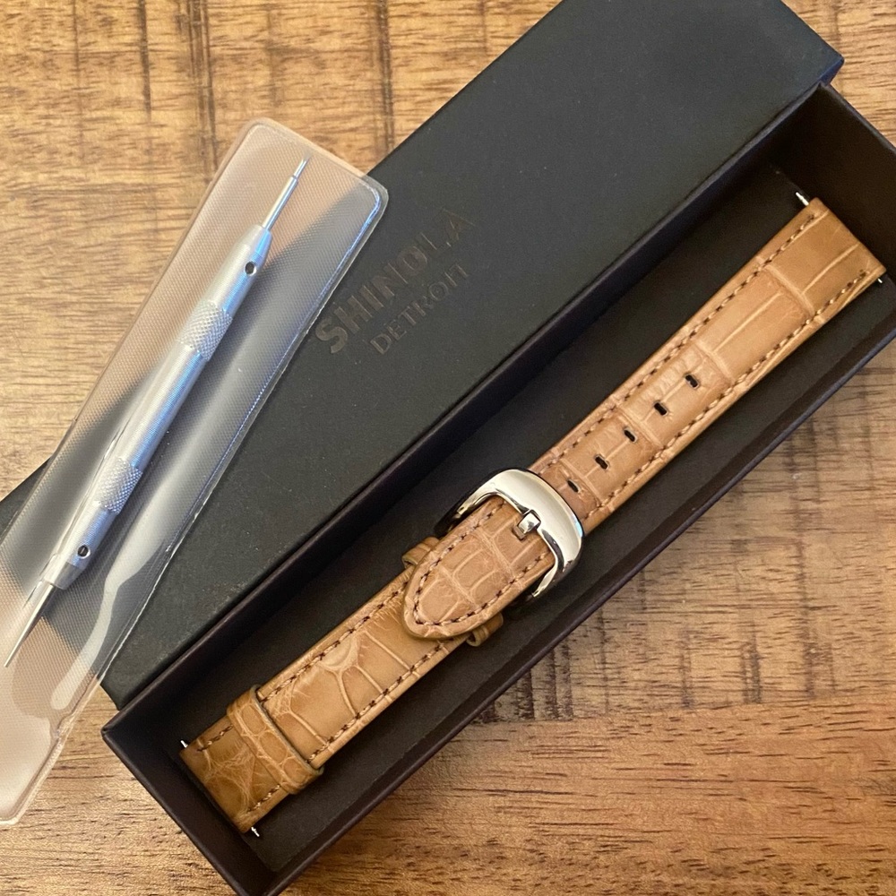 Shinola 18mm Tan Alligator Leather Watch Strap